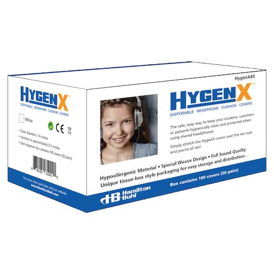 HamiltonBuhl® HygenX45 White Sanitary Headphone Cushion Covers, 100ct.